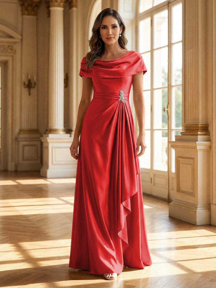 open lace back dress A-Line Scoop Neck Ruched Floor-Length Mother of the Bride Dresses with –  Shirees