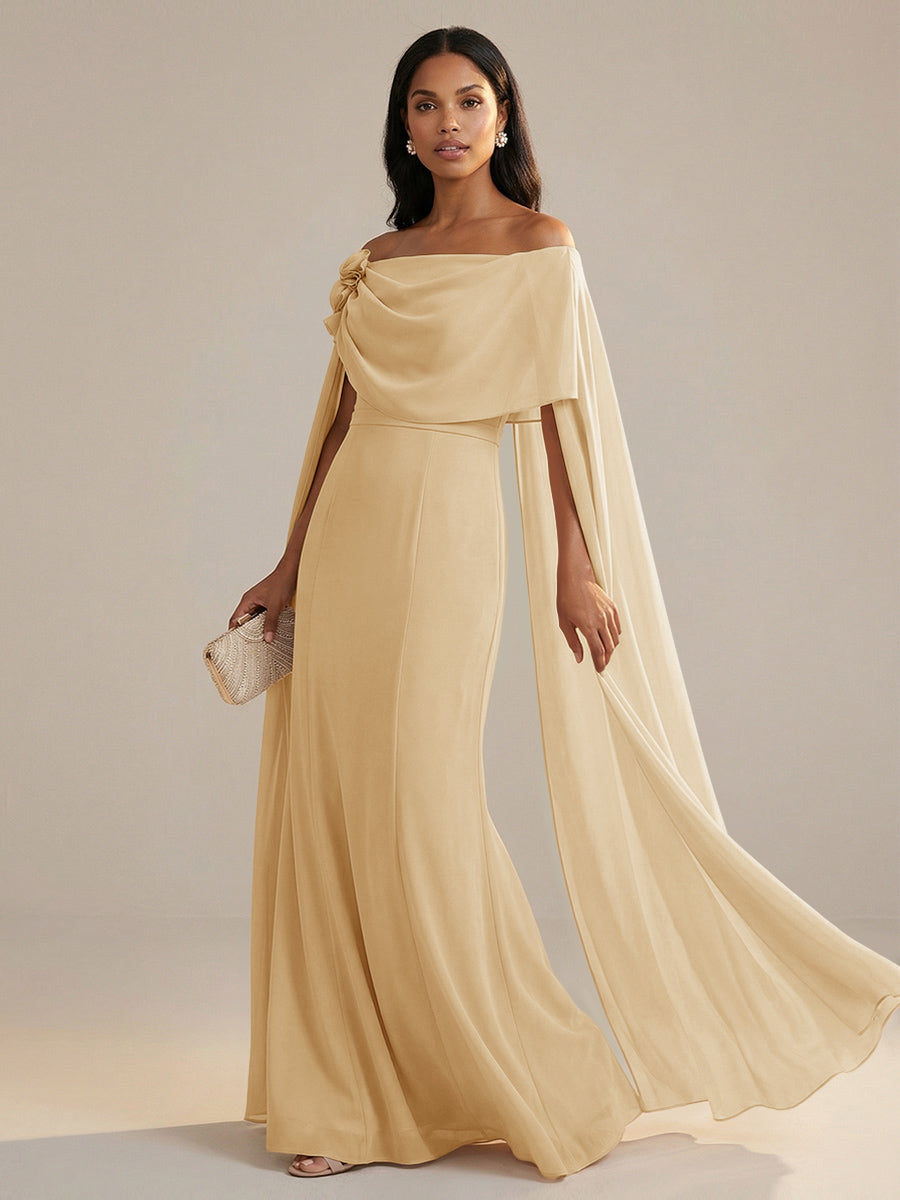 Shirees Red A-Line Chiffon Off-Shoulder Drape Floor-Length Mother of the Bride Dresses with Applique 2026