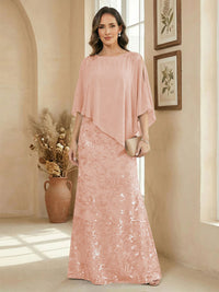 A Line Scoop Floor Length Elegant Mother of the Bride Dresses with Sequin Embroidery