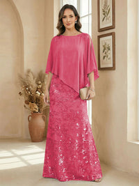 A Line Scoop Floor Length Elegant Mother of the Bride Dresses with Sequin Embroidery