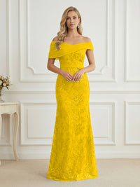 Mermaid Off Shoulder Short Sleeve Long Elegant Mother of the Bride Dresses with Sequin
