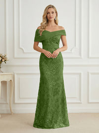 Mermaid Off Shoulder Short Sleeve Long Elegant Mother of the Bride Dresses with Sequin