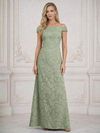 A Line Off Shoulder Floral Chiffon Sleeveless Floral Mother of the Bride Dresses