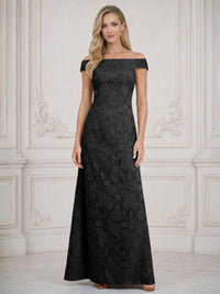 A Line Off Shoulder Floral Chiffon Sleeveless Floral Mother of the Bride Dresses