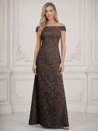 A Line Off Shoulder Floral Chiffon Sleeveless Floral Mother of the Bride Dresses