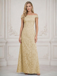 A Line Off Shoulder Floral Chiffon Sleeveless Floral Mother of the Bride Dresses