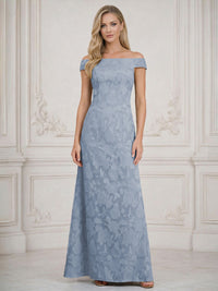 A Line Off Shoulder Floral Chiffon Sleeveless Floral Mother of the Bride Dresses