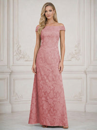 A Line Off Shoulder Floral Chiffon Sleeveless Floral Mother of the Bride Dresses