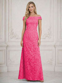 A Line Off Shoulder Floral Chiffon Sleeveless Floral Mother of the Bride Dresses