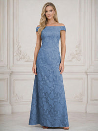 A Line Off Shoulder Floral Chiffon Sleeveless Floral Mother of the Bride Dresses