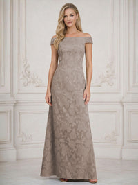 A Line Off Shoulder Floral Chiffon Sleeveless Floral Mother of the Bride Dresses