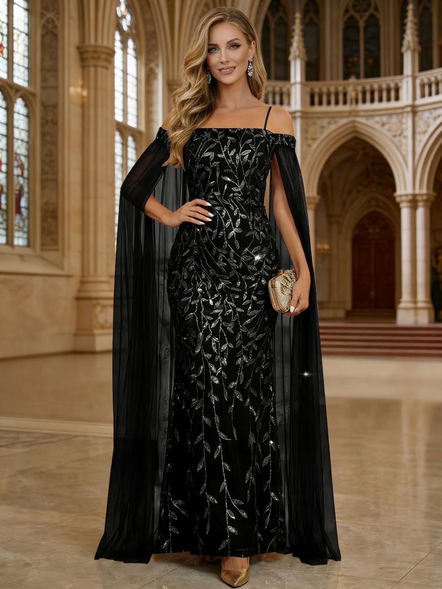 Mermaid Cold Shoulder Floor Length Mother of the Bride Dresses with Appliques