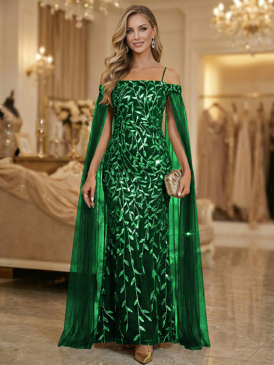 Mermaid Cold Shoulder Floor Length Mother of the Bride Dresses with Appliques