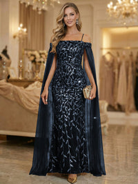Mermaid Cold Shoulder Floor Length Mother of the Bride Dresses with Appliques