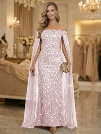 Mermaid Cold Shoulder Floor Length Mother of the Bride Dresses with Appliques