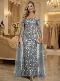 Mermaid Cold Shoulder Floor Length Mother of the Bride Dresses with Appliques