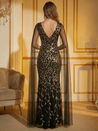 Mermaid V-Neck Sequined Long Mother of the Bride Dresses with Appliques