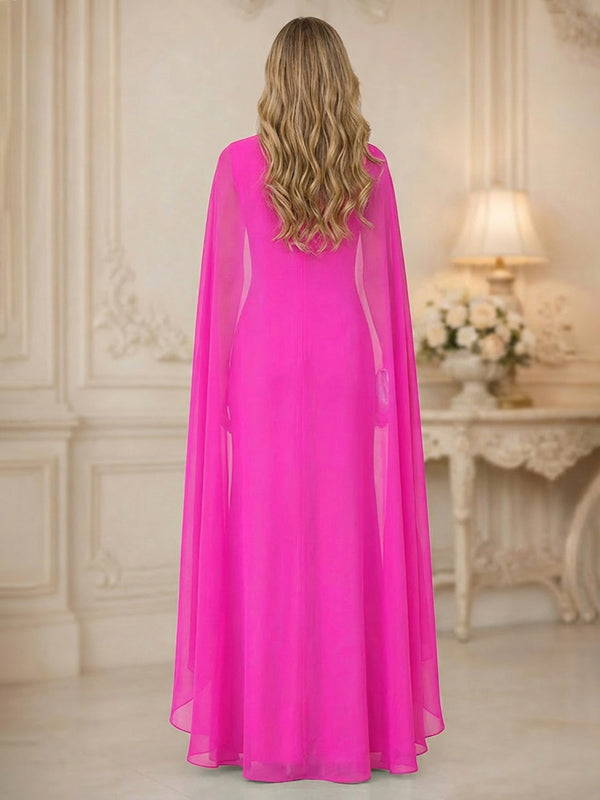 Chiffon Mermaid Scoop Sleeveless Long Mother of the Bride Dresses with 3D Flower