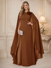 Chiffon Mermaid Scoop Sleeveless Long Mother of the Bride Dresses with 3D Flower