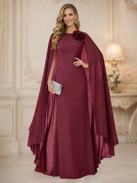 Chiffon Mermaid Scoop Sleeveless Long Mother of the Bride Dresses with 3D Flower