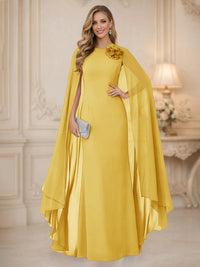 Chiffon Mermaid Scoop Sleeveless Long Mother of the Bride Dresses with 3D Flower