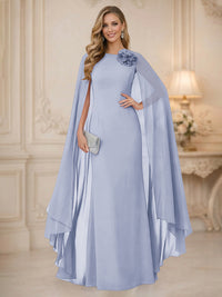 Chiffon Mermaid Scoop Sleeveless Long Mother of the Bride Dresses with 3D Flower