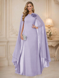 Chiffon Mermaid Scoop Sleeveless Long Mother of the Bride Dresses with 3D Flower