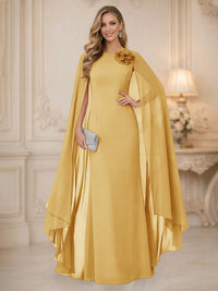 Chiffon Mermaid Scoop Sleeveless Long Mother of the Bride Dresses with 3D Flower