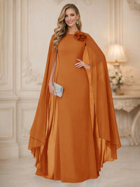 Chiffon Mermaid Scoop Sleeveless Long Mother of the Bride Dresses with 3D Flower
