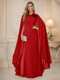 Chiffon Mermaid Scoop Sleeveless Long Mother of the Bride Dresses with 3D Flower