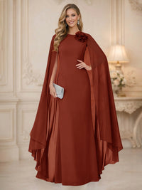 Chiffon Mermaid Scoop Sleeveless Long Mother of the Bride Dresses with 3D Flower