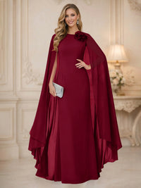Chiffon Mermaid Scoop Sleeveless Long Mother of the Bride Dresses with 3D Flower