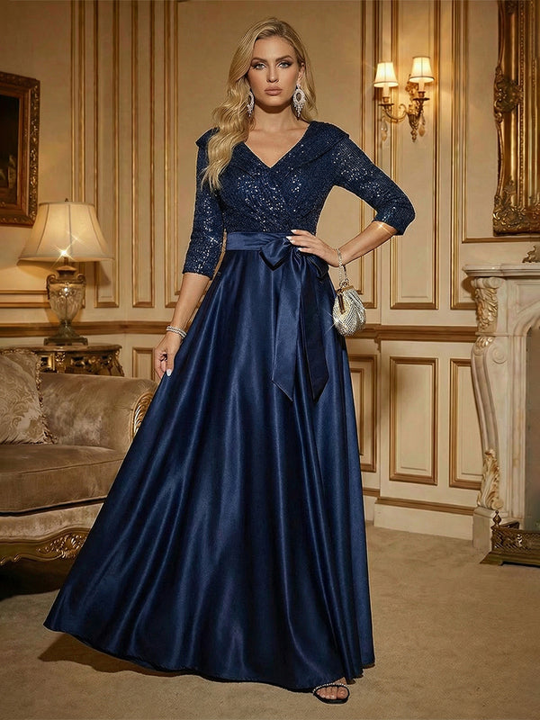 3/4 Sleeve A Line Sequined Floor Length Elegant Mother of the Bride Dr Shirees 3/4 Sleeve A Line Sequined Floor Length Elegant Mother of the Bride Dr Shirees