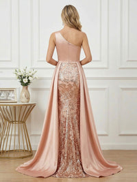 Sheath One Shoulder Floor Length Mixed Mother of the Bride Dresses with Split Side