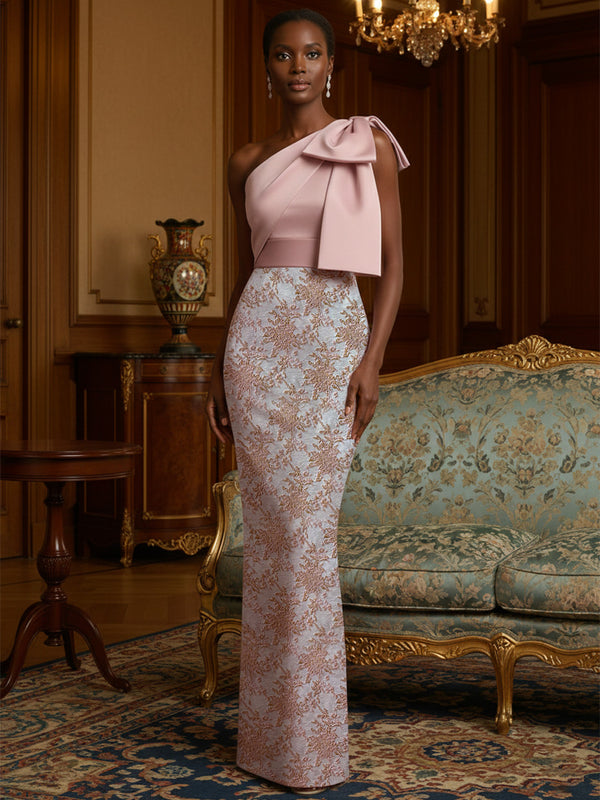 one shoulder mother of the bride dresses Mermaid Mother of the Bride Dresses 2026 Blush Pink One Shoulder Formal Wedding Gown with Bow
