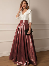 A Line V-Neck Shawl Collar Half Sleeve Long Mother of the Bride Dresses
