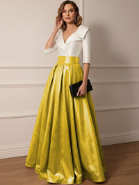 A Line V-Neck Shawl Collar Half Sleeve Long Mother of the Bride Dresses
