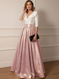 A Line V-Neck Shawl Collar Half Sleeve Long Mother of the Bride Dresses