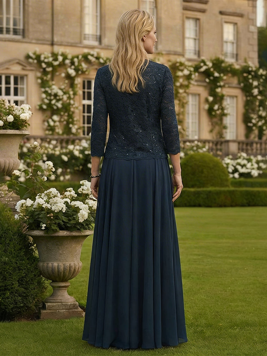 Mother of the Bride & Groom Dresses Wedding Gowns Lace Applique Two-Piece Long with Jackets