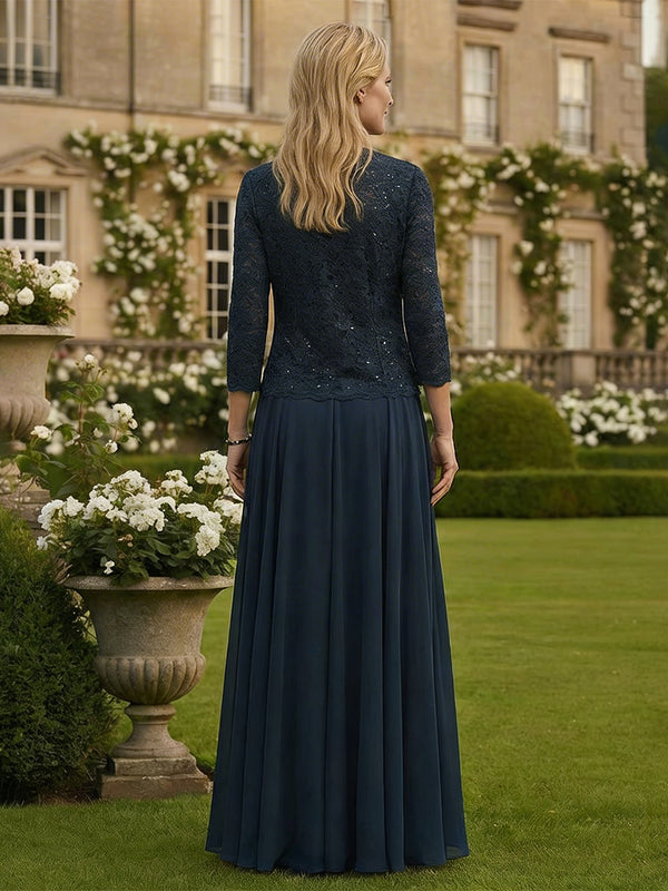 Mother of the Bride & Groom Dresses Wedding Gowns Lace Applique Two-Piece Long with Jackets