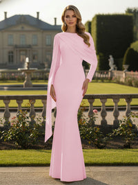 Cape Long Sleeve Mermaid Mother of the Bride & Groom Dress Wedding Guest Gowns