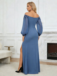 Long Latern Sleeve Beading Applique Sheath Mother of the Bride & Groom Dresses