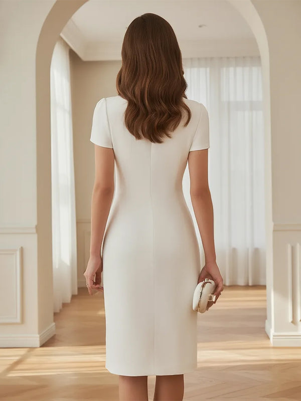 Satin Scoop Neck Mother of the Bride & Groom Dresses with 3D Flower