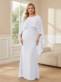 Plus Size Chiffon A-Line Long Mother of the Bride Dresses with Cape