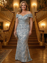 Jacquard Mermaid Off-Shoulder Sweetheart Floor-Length Mother of the Bride Dresses