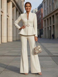 Women's Tailored Suit Two-Piece Business Suit with Long Sleeve