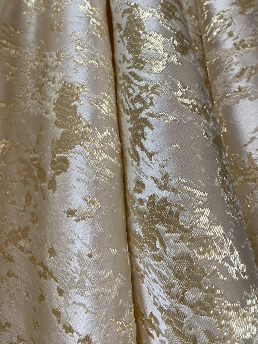 One Shoulder Metallic Jacquard Wide-Leg Mother of the Bride & Groom Jumpsuit with Pockets