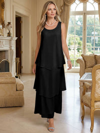 A-Line Chiffon Tea Length Layered Mother of the Bride & Groom Dresses