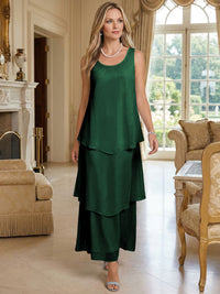 A-Line Chiffon Tea Length Layered Mother of the Bride & Groom Dresses