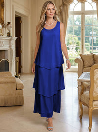 A-Line Chiffon Tea Length Layered Mother of the Bride & Groom Dresses